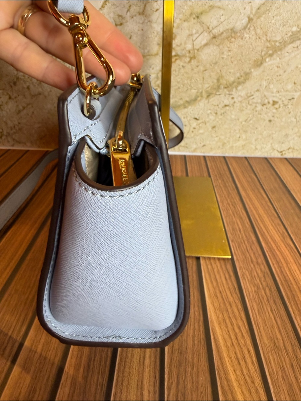Michael Kors Selma Mini Saffiano Leather Blue Crossbody Bag 32H3GLMC1L - Picture 6 of 14